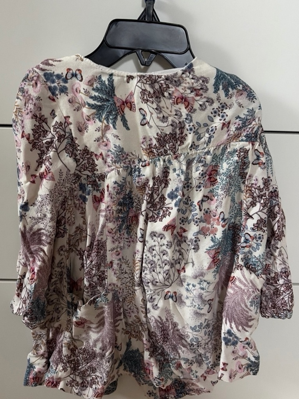 Zara Cream Floral Dress with Pink and Blue Accents